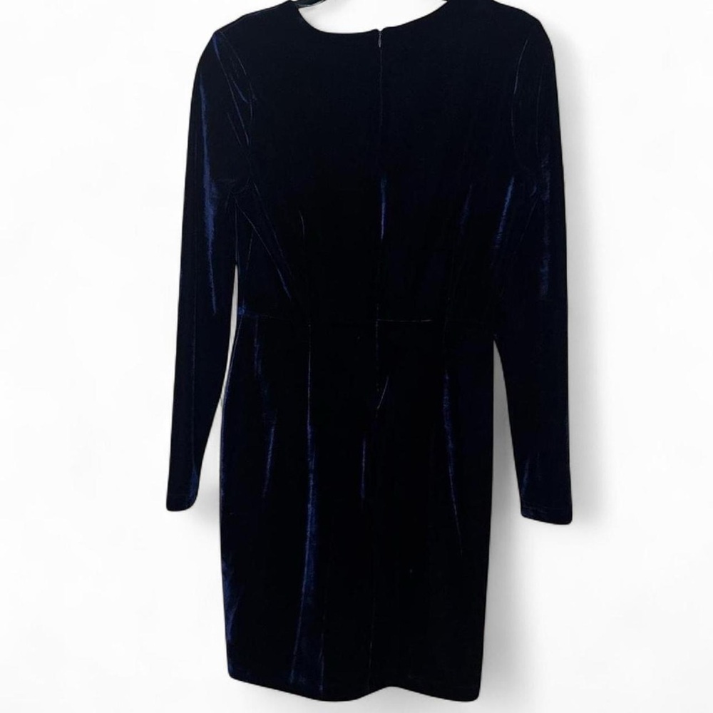 NWT MINKPINK Midnight Hour Blue Velvet Deep V Knotted Tie Bodycon Dress — SMALL - Picture 7 of 7